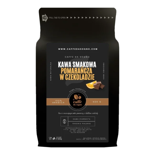 Kawa smakowa pomarańcza w czekoladzie, Caffe da sogno, 500g