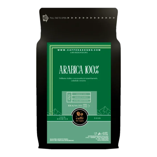 Kawa arabica 100 %, Południowa Brazylia bezkofeinowa, Caffe da sogno, 500g